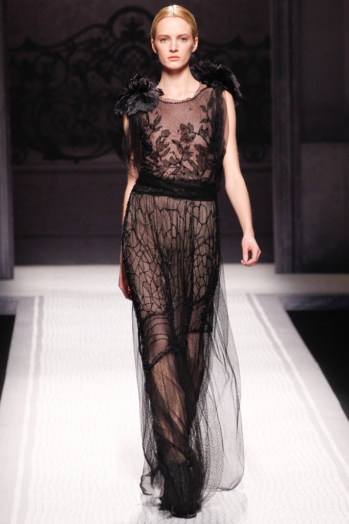 black lace sheer gown