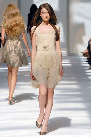beige silk sleeveless dress