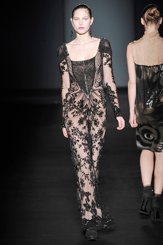 black lace fitted gown