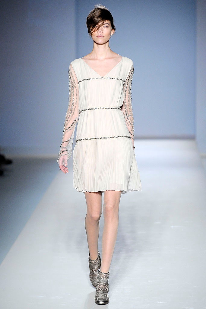 white silk pleated mini dress