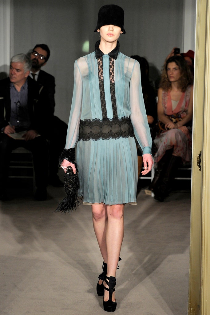 blue silk pleated mini dress