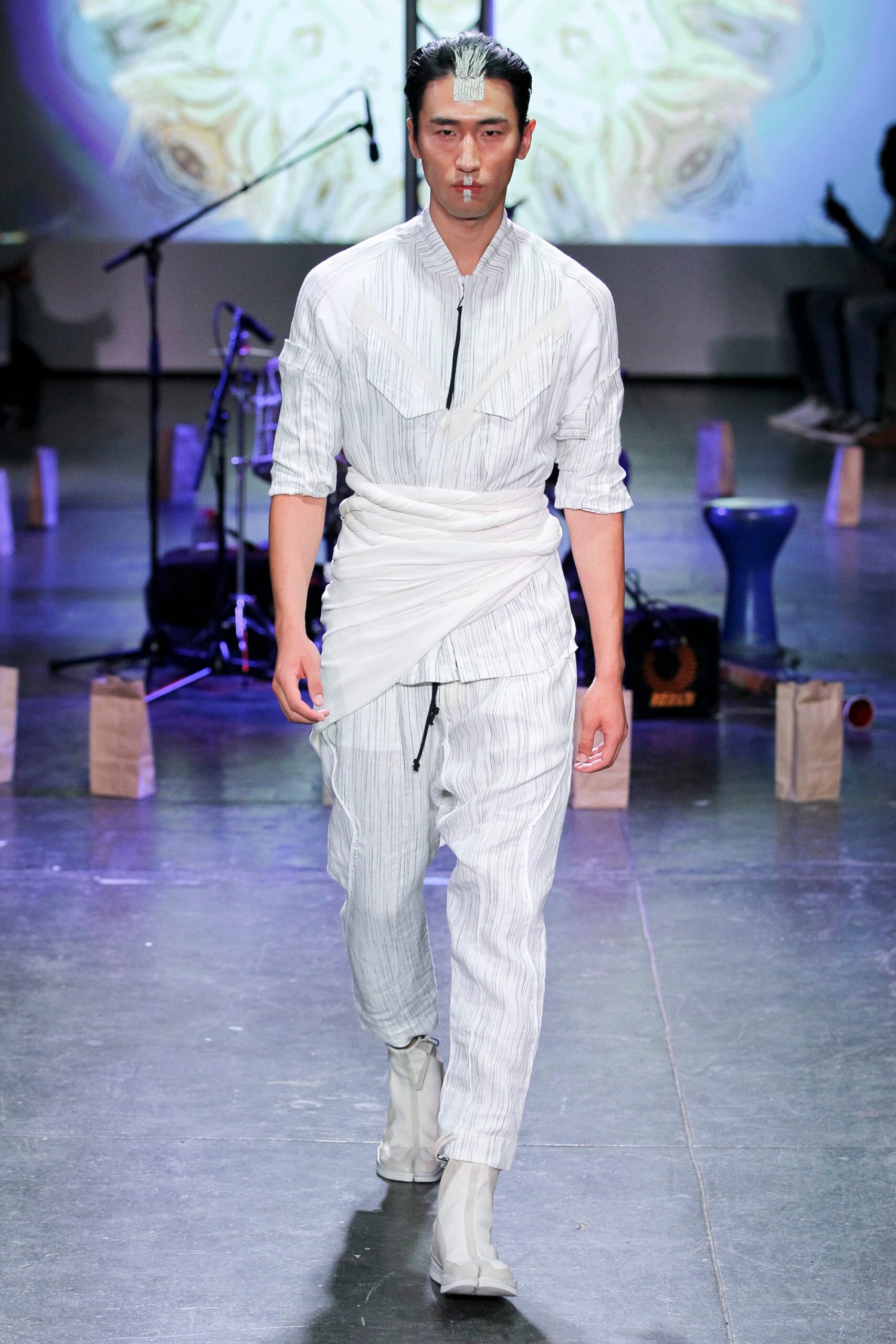 white fitted jumpsuit with belt