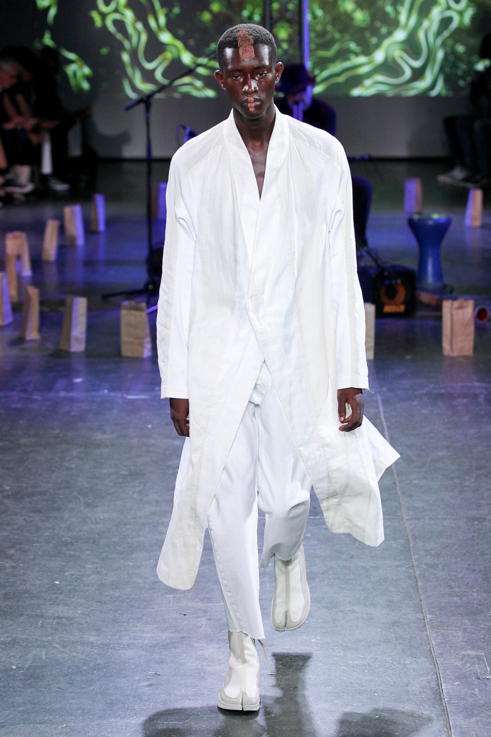 white relaxed coat and pants
