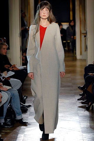 gray wool long-sleeve v-neck relaxed draped maxi coat