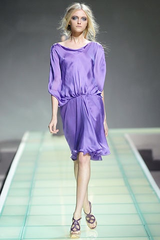 fitted purple silk dress