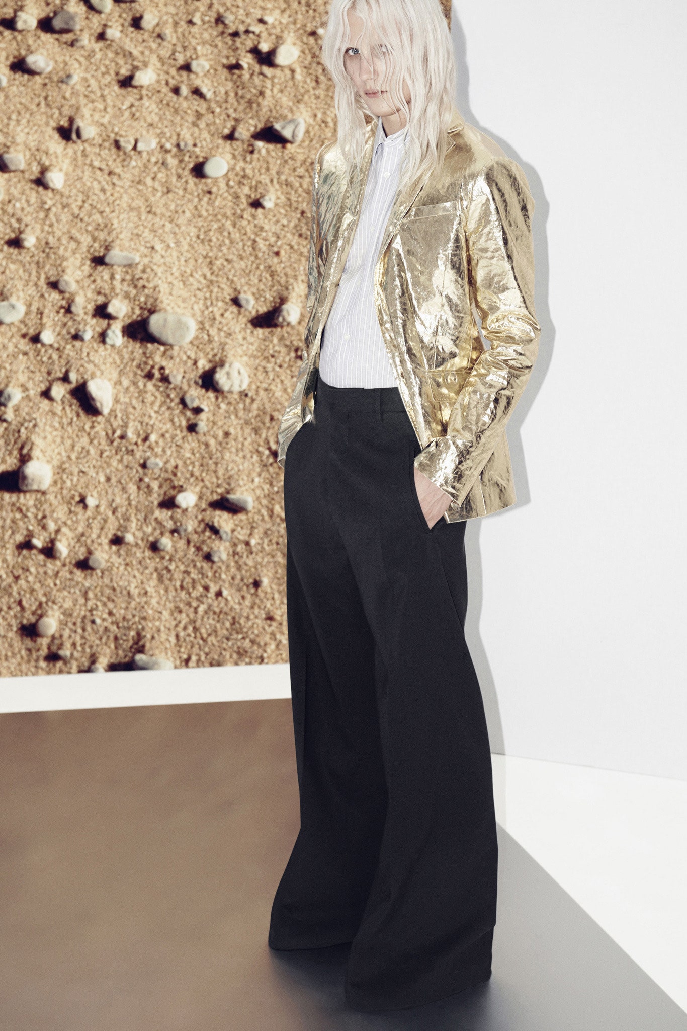 gold metallic tailored blazer