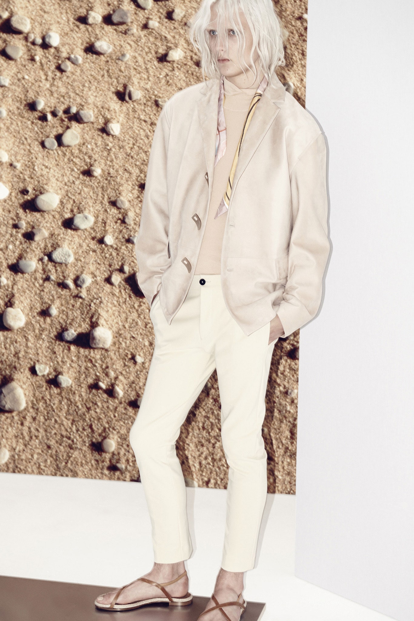 beige tailored blazer with tan turtleneck