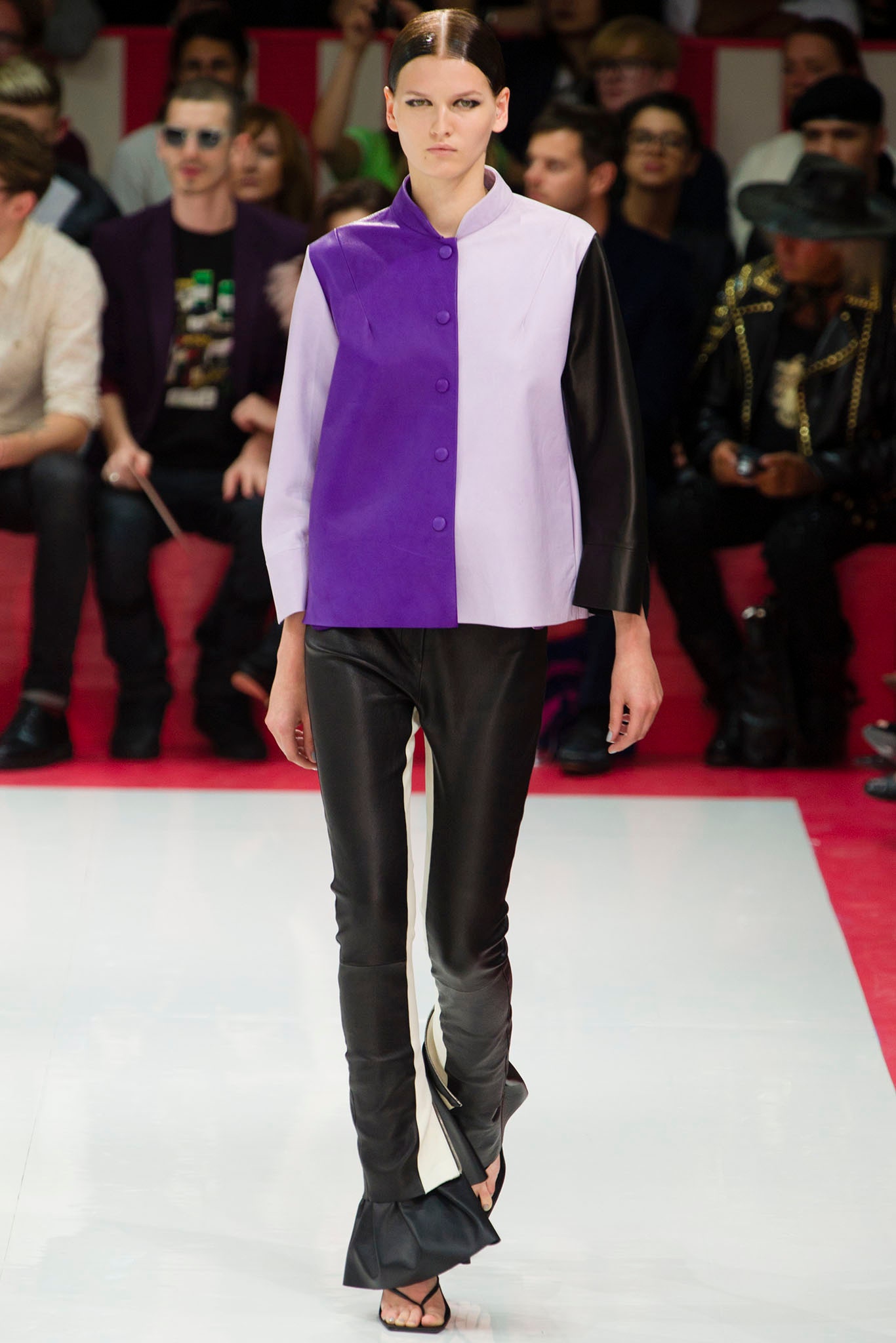 color-blocked fitted jacket and pants