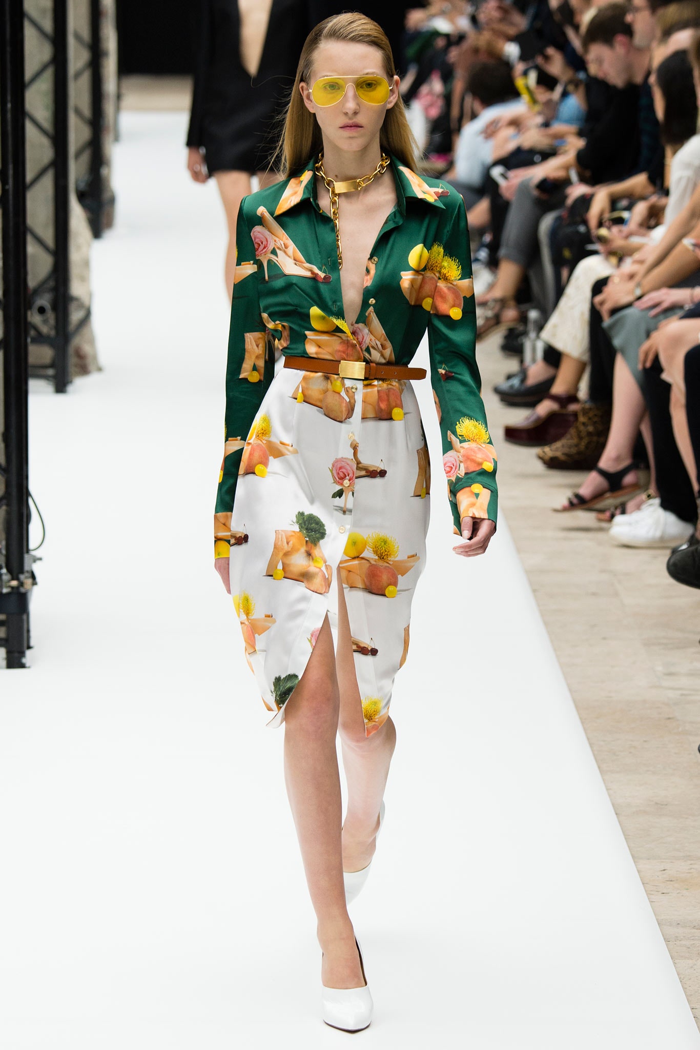 green printed midi dress