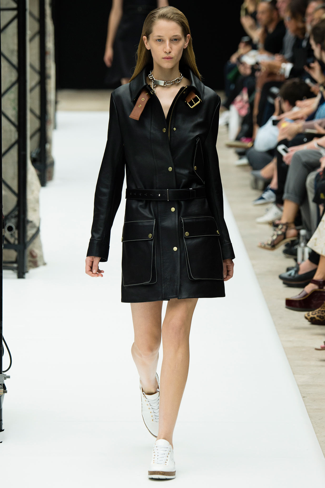 black leather mini dress