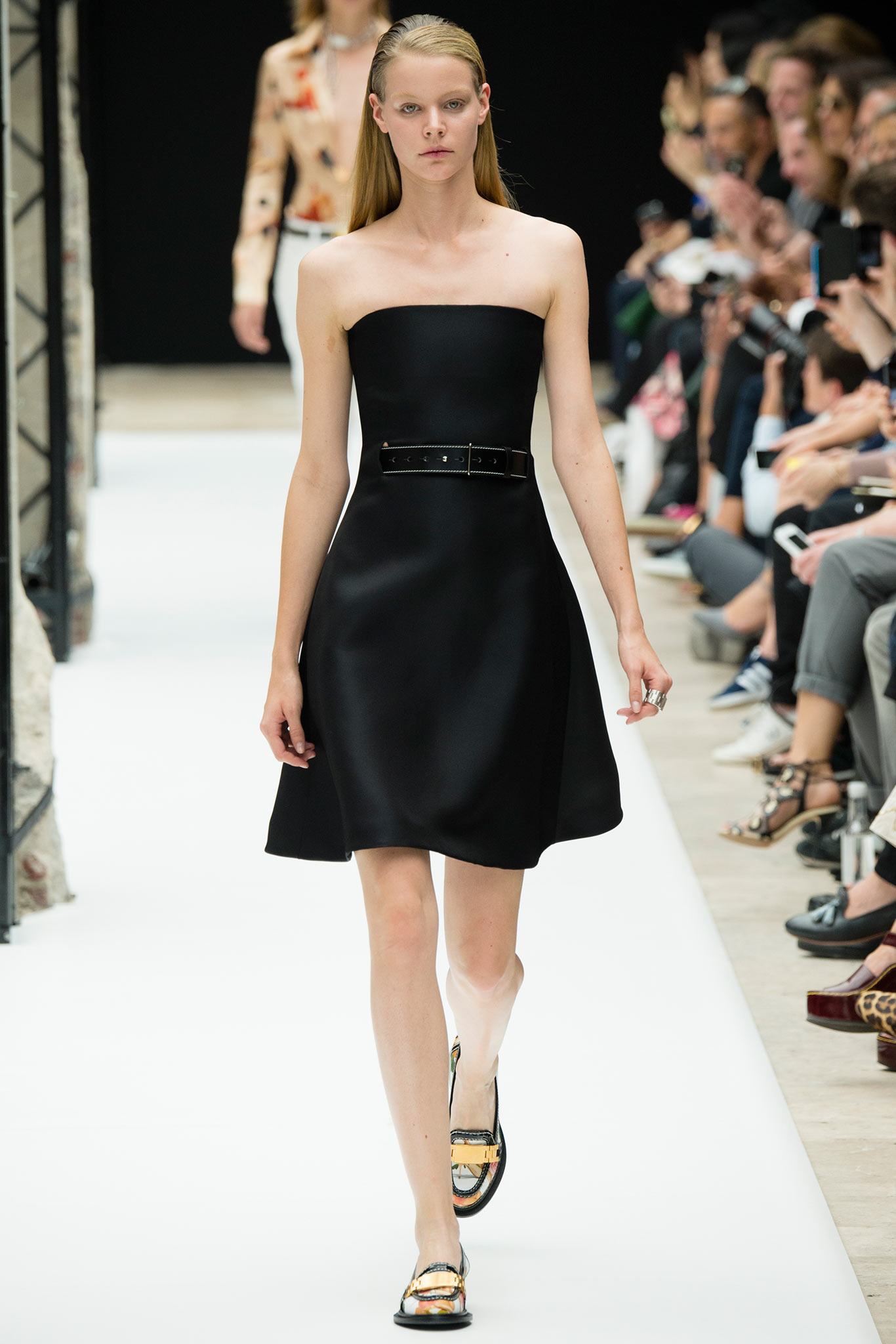 black silk strapless mini dress