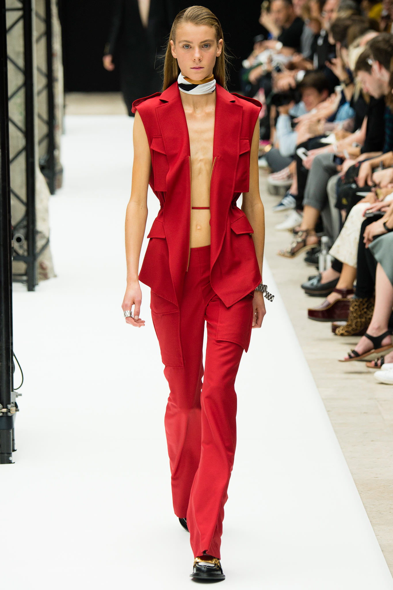 red fitted blazer and pants