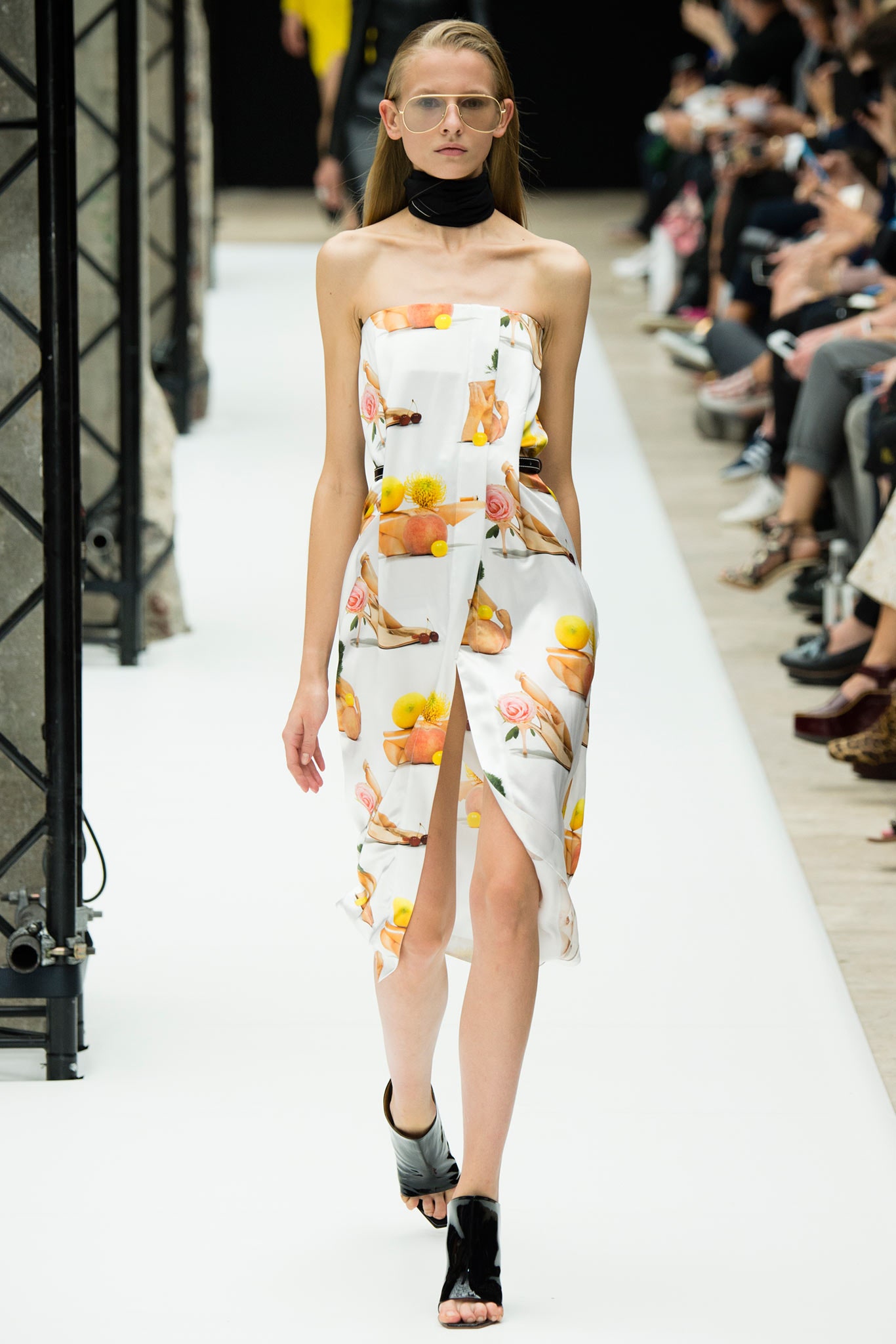 white multi-printed midi dress