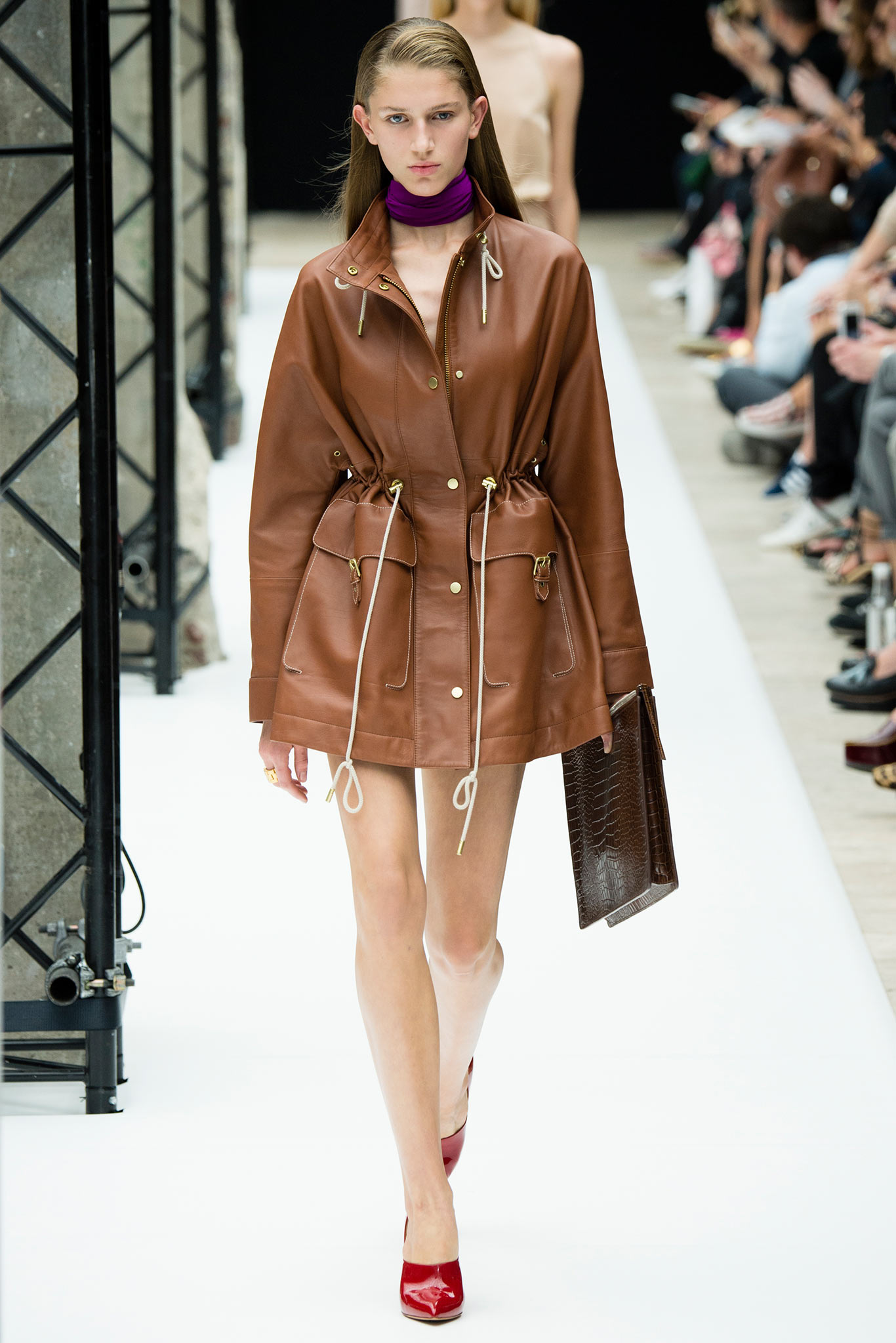 brown leather fitted jacket