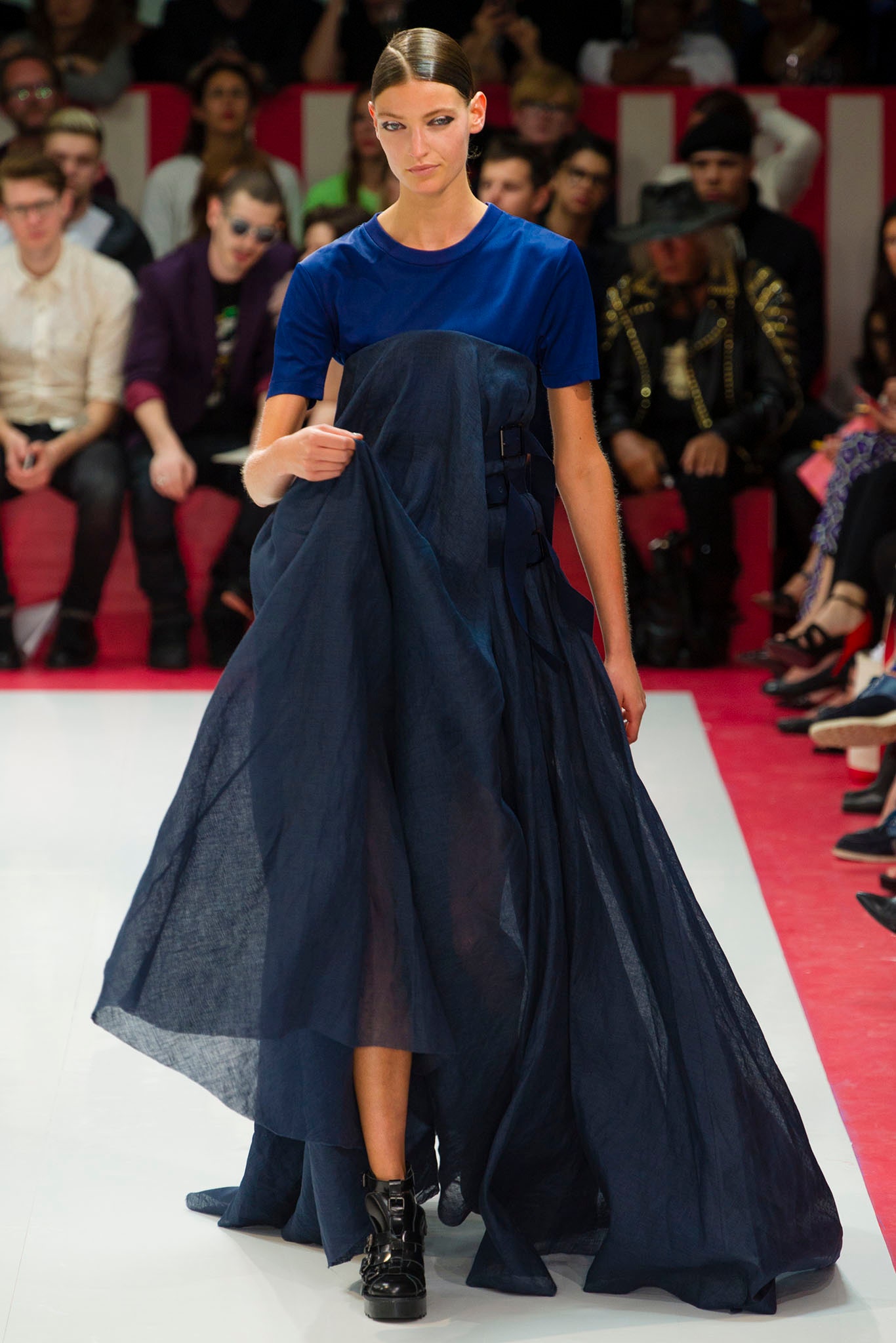blue layered maxi dress