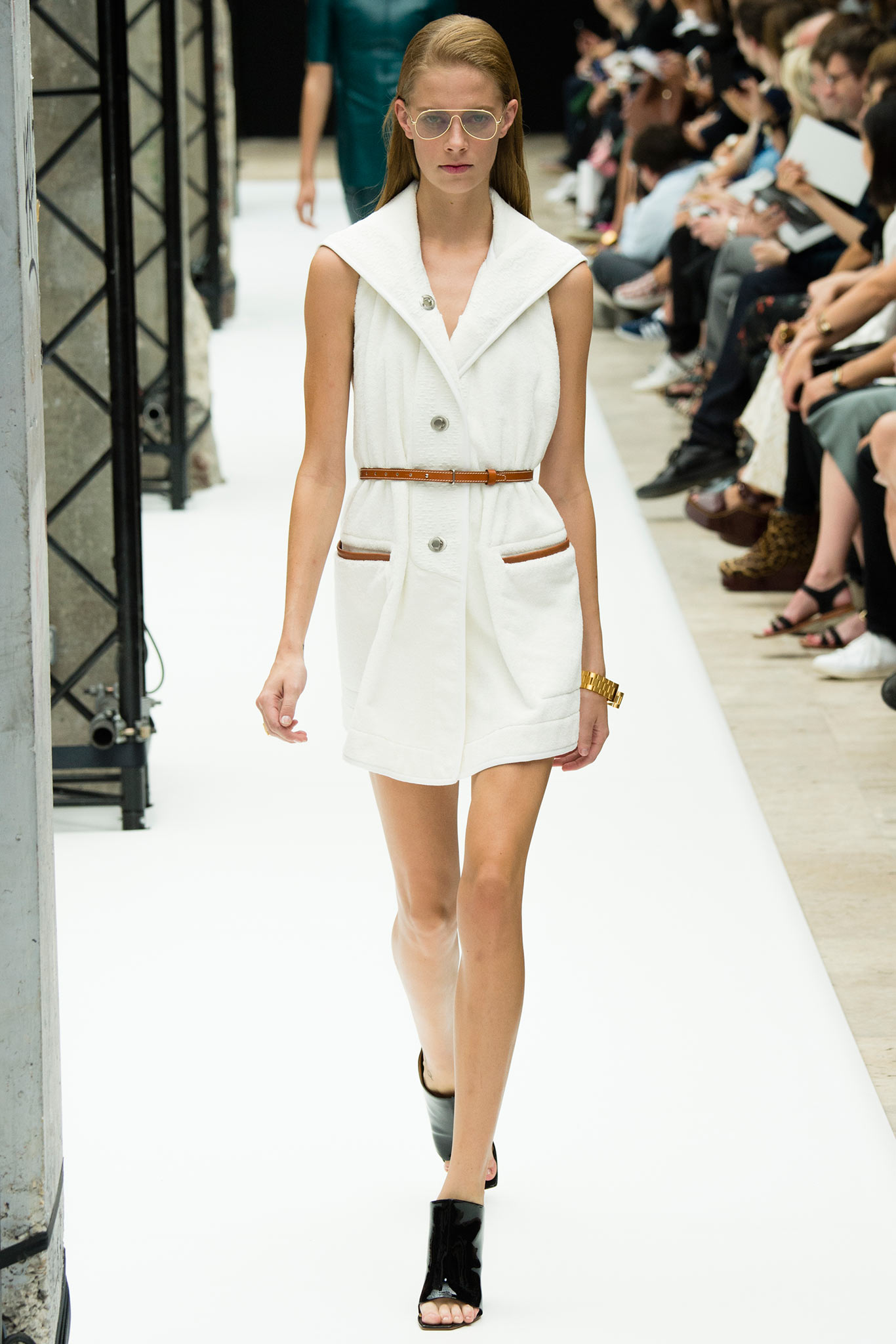 fitted white sleeveless dress
