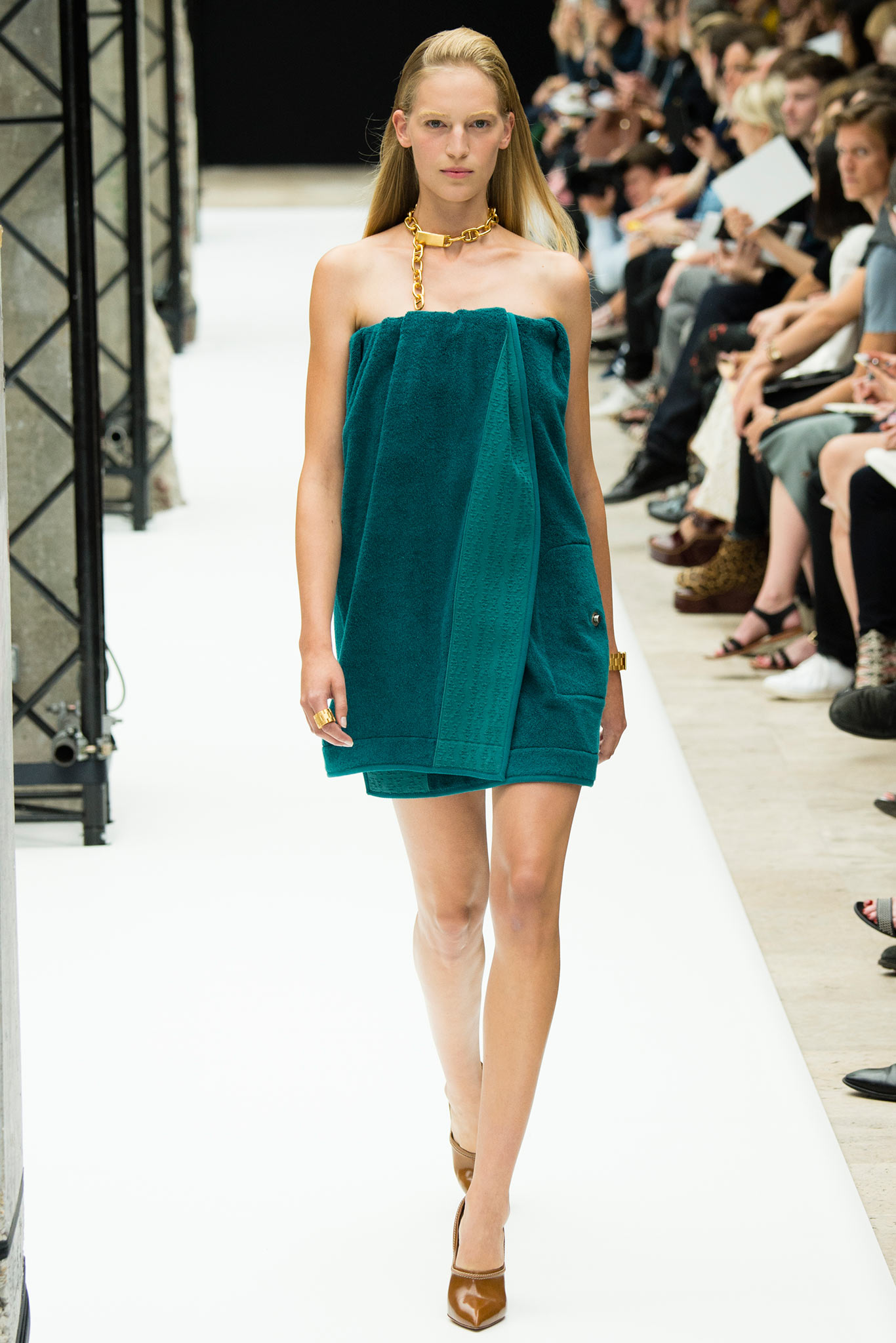 teal strapless fitted dress