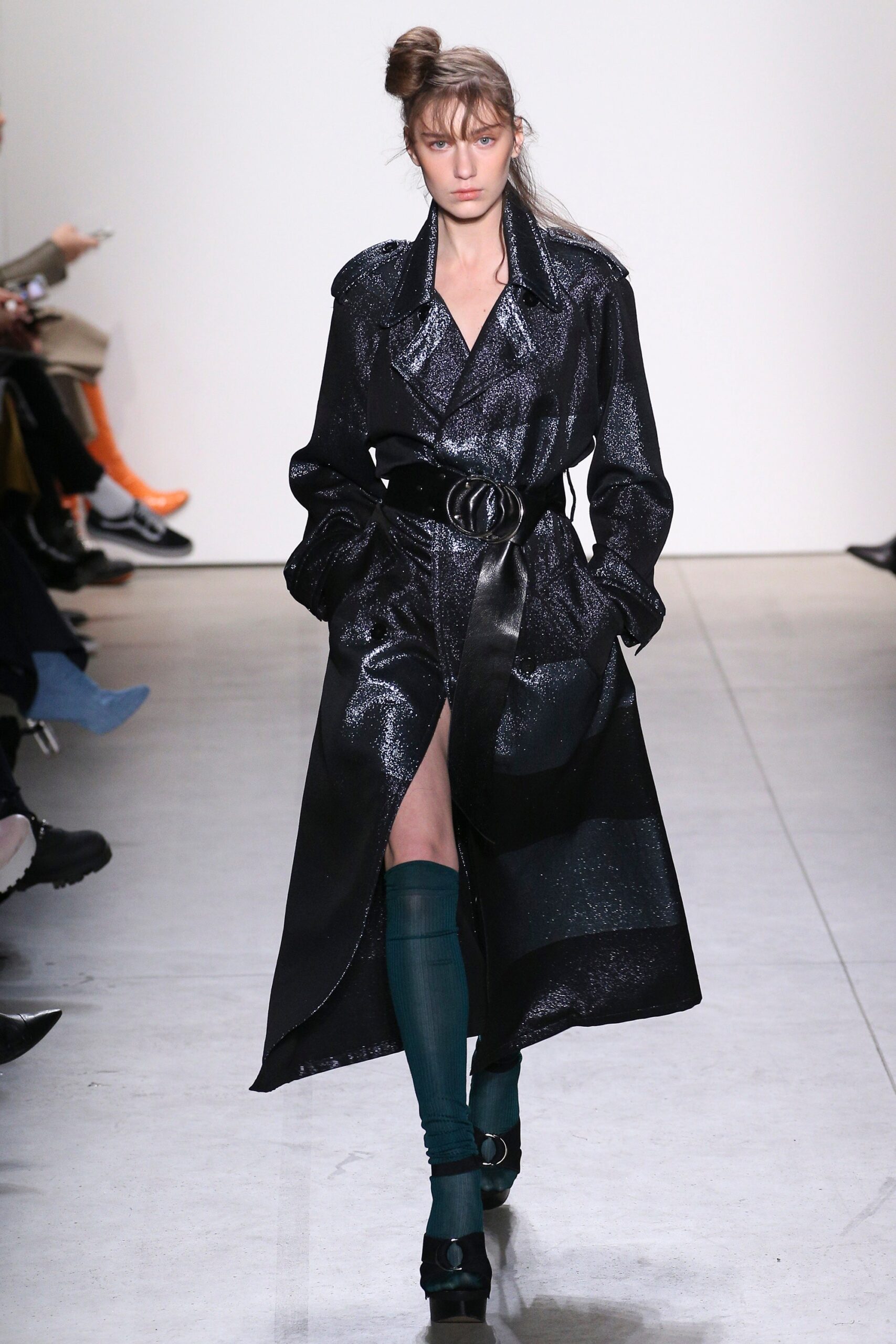black vinyl trench coat