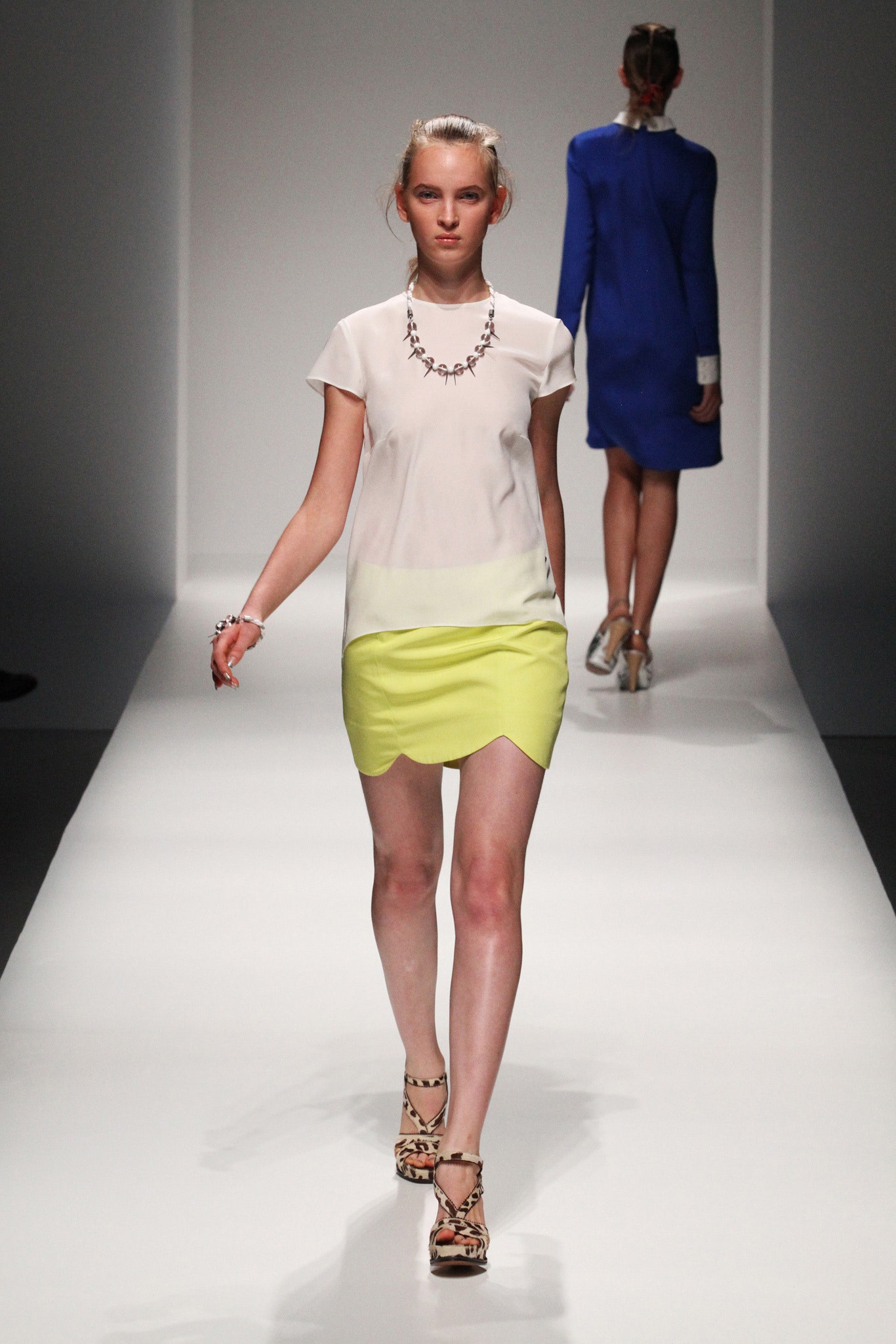 yellow asymmetric fitted skirt