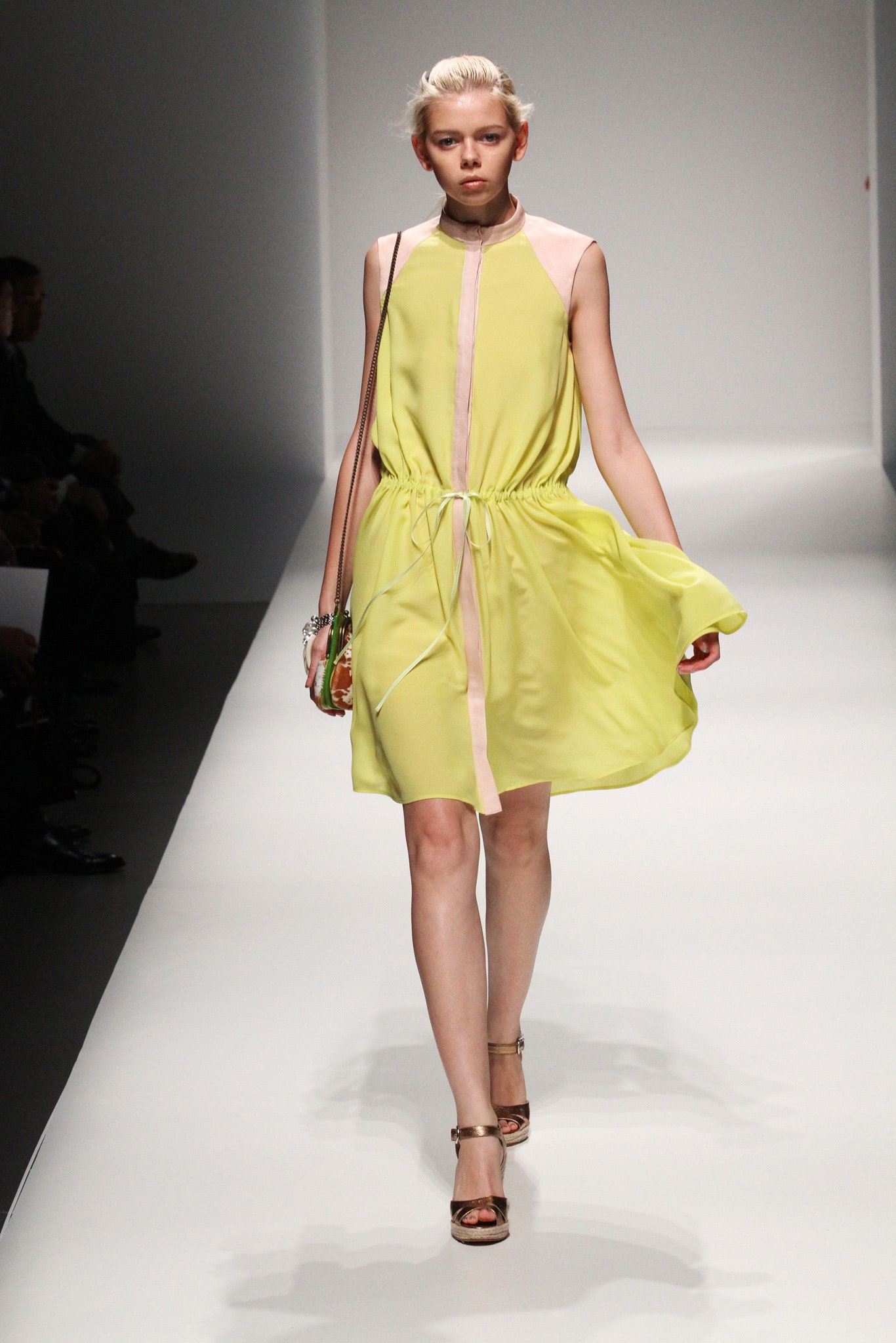 yellow silk sleeveless dress