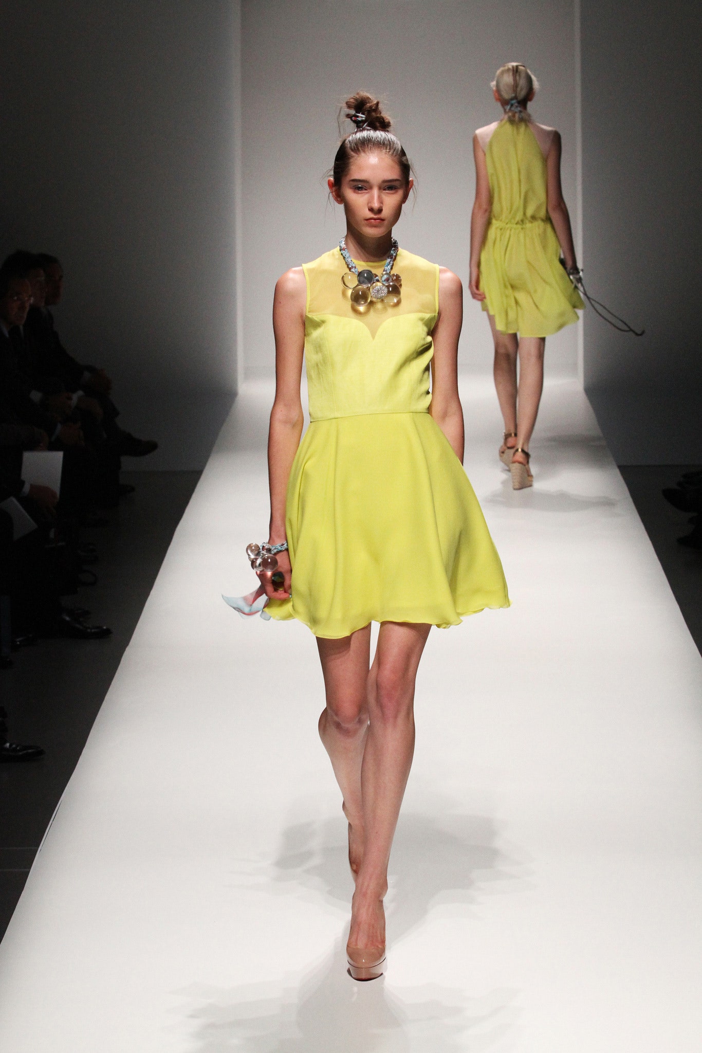 yellow silk sleeveless dress