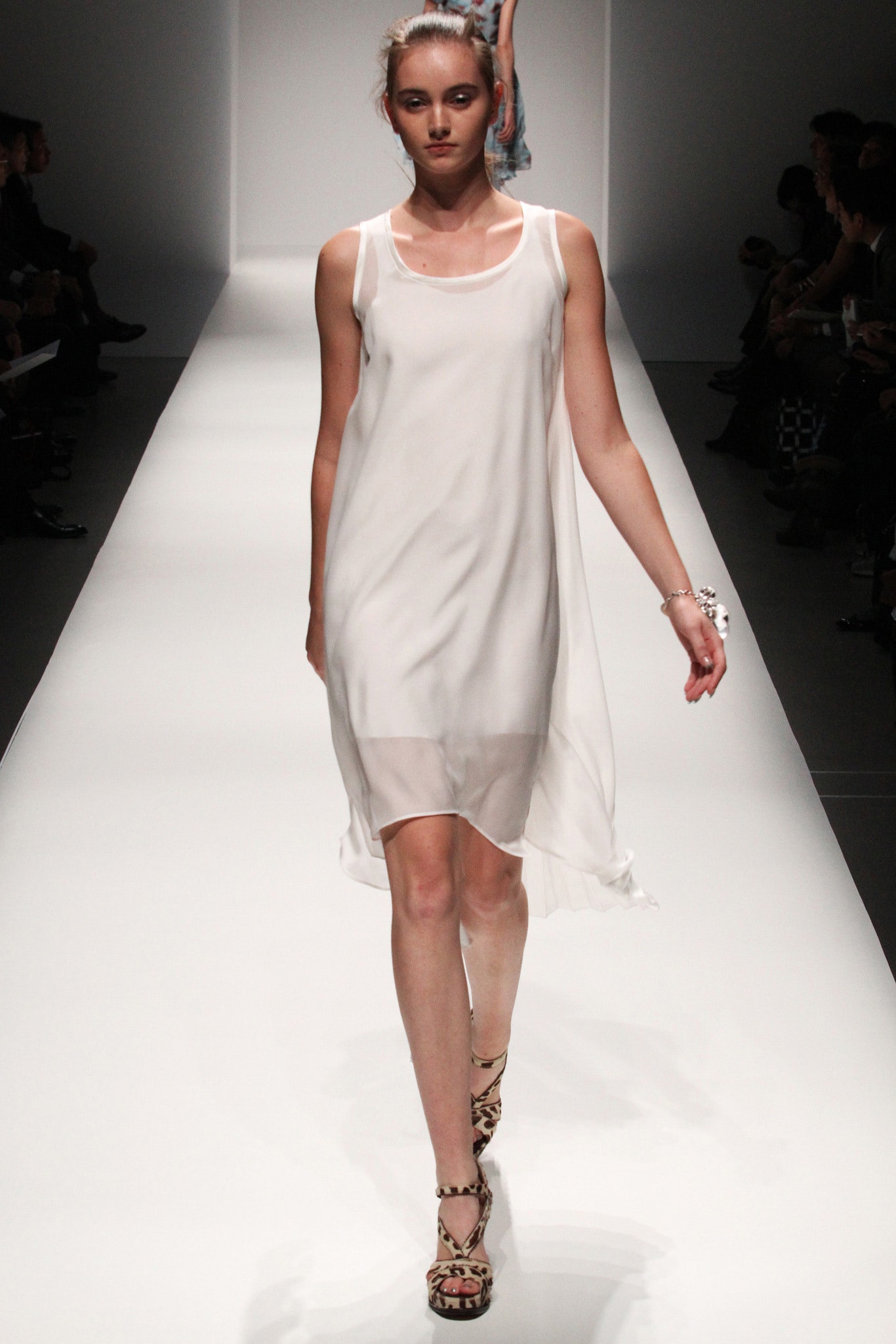 white silk sleeveless dress