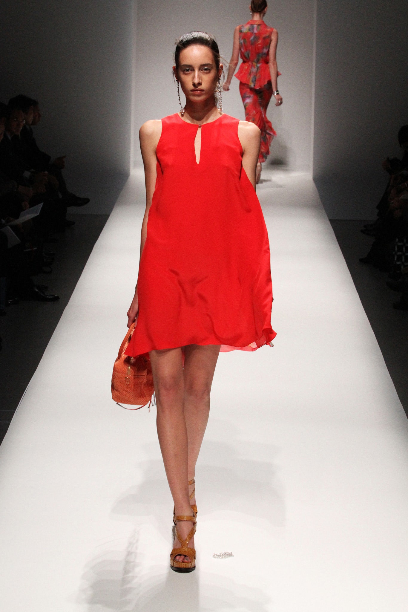red silk sleeveless dress