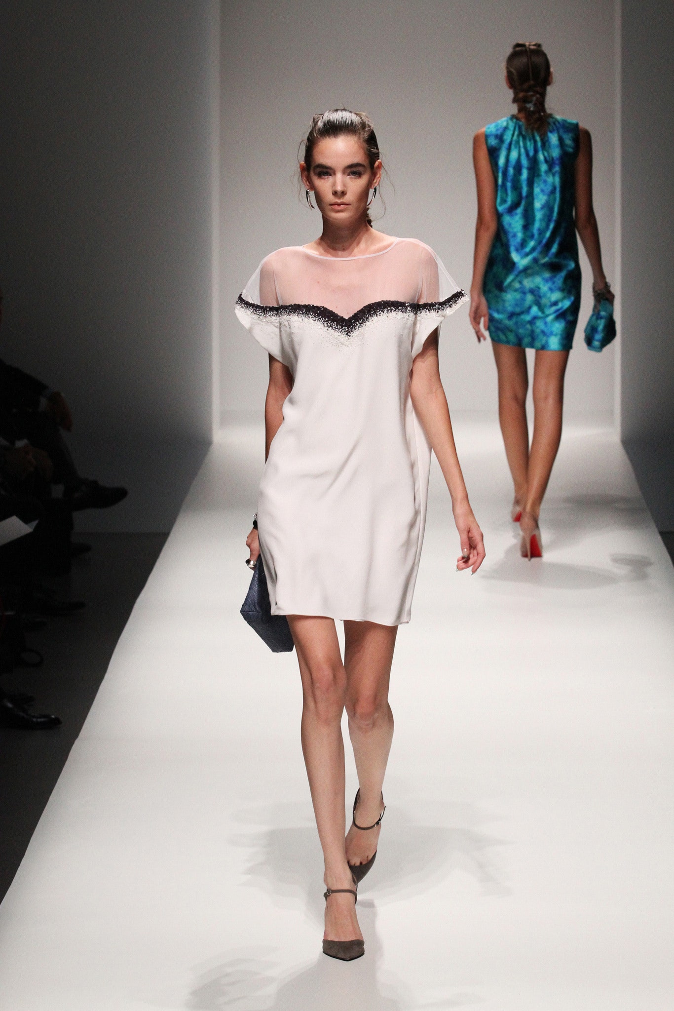 white silk sleeveless dress