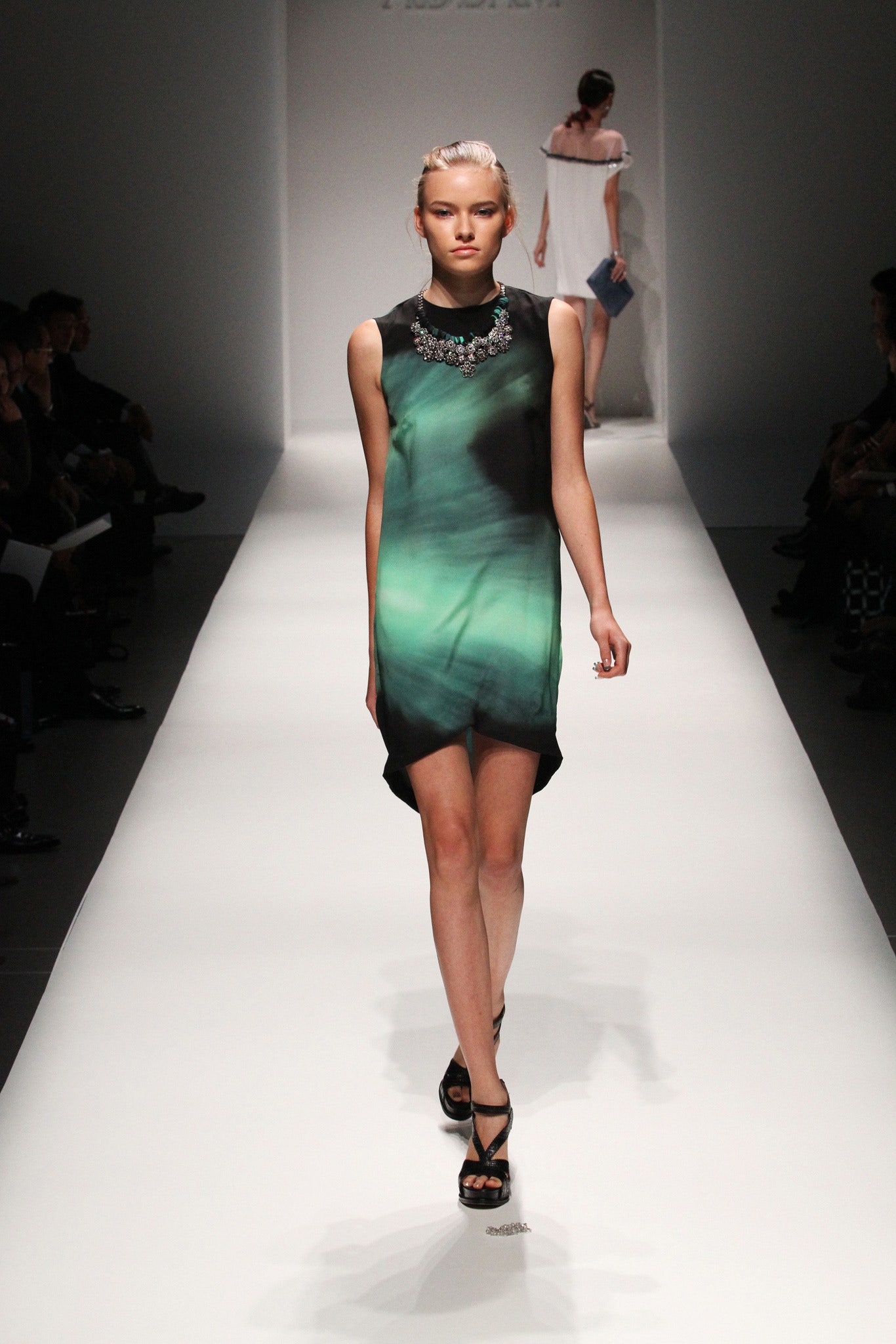 green black silk sleeveless dress