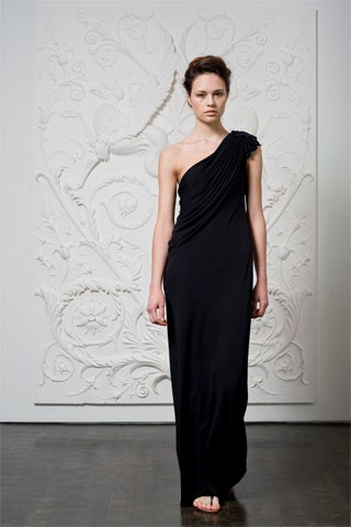 black silk asymmetric gown
