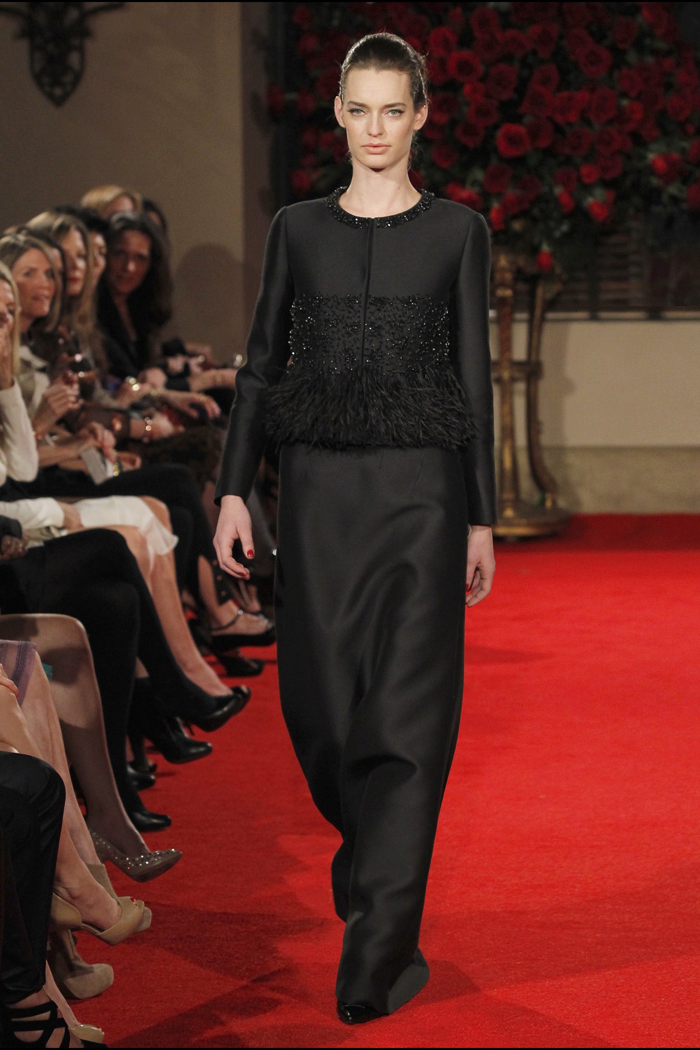 black silk feather embellished dress