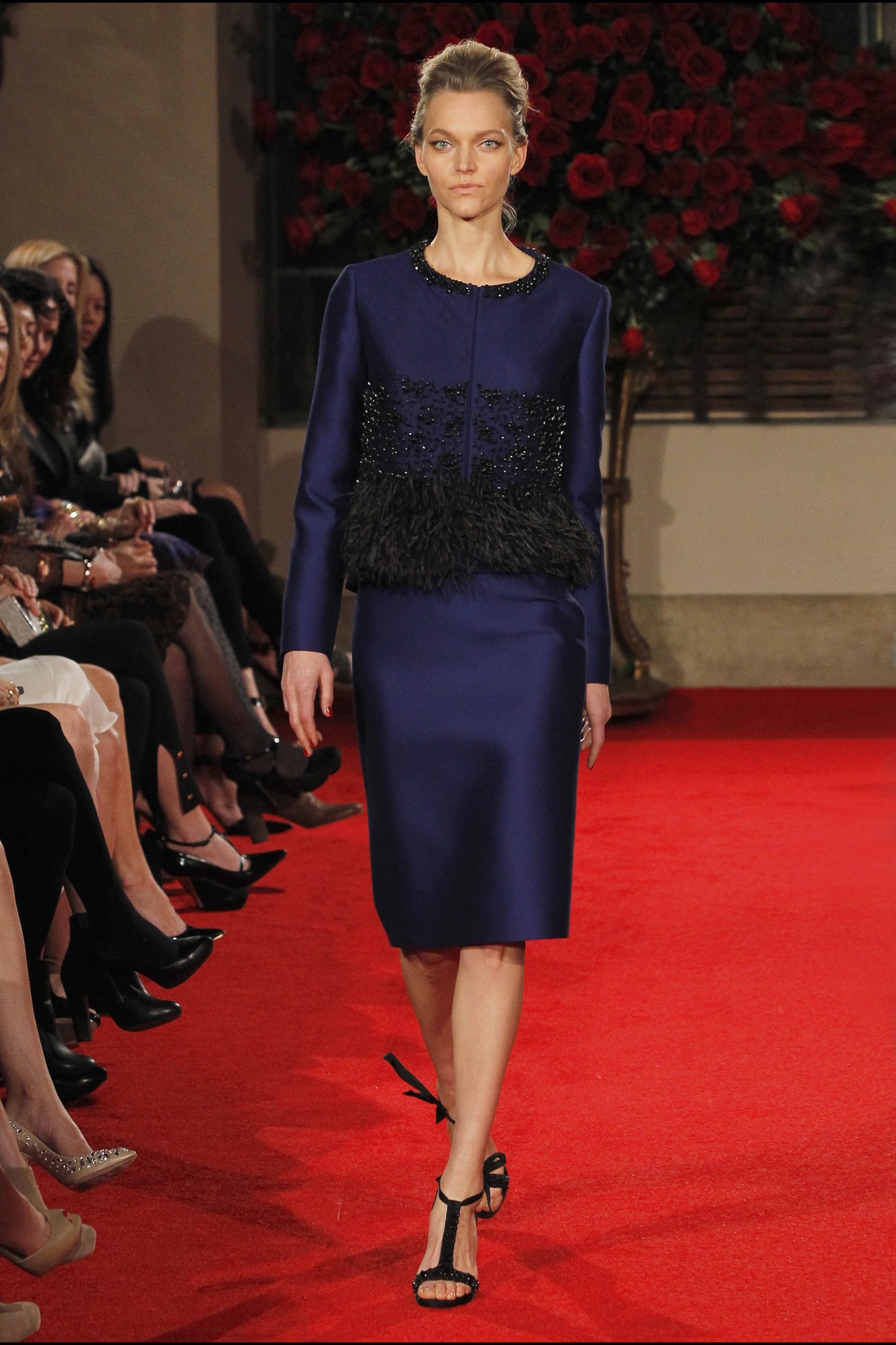 blue silk fitted dress