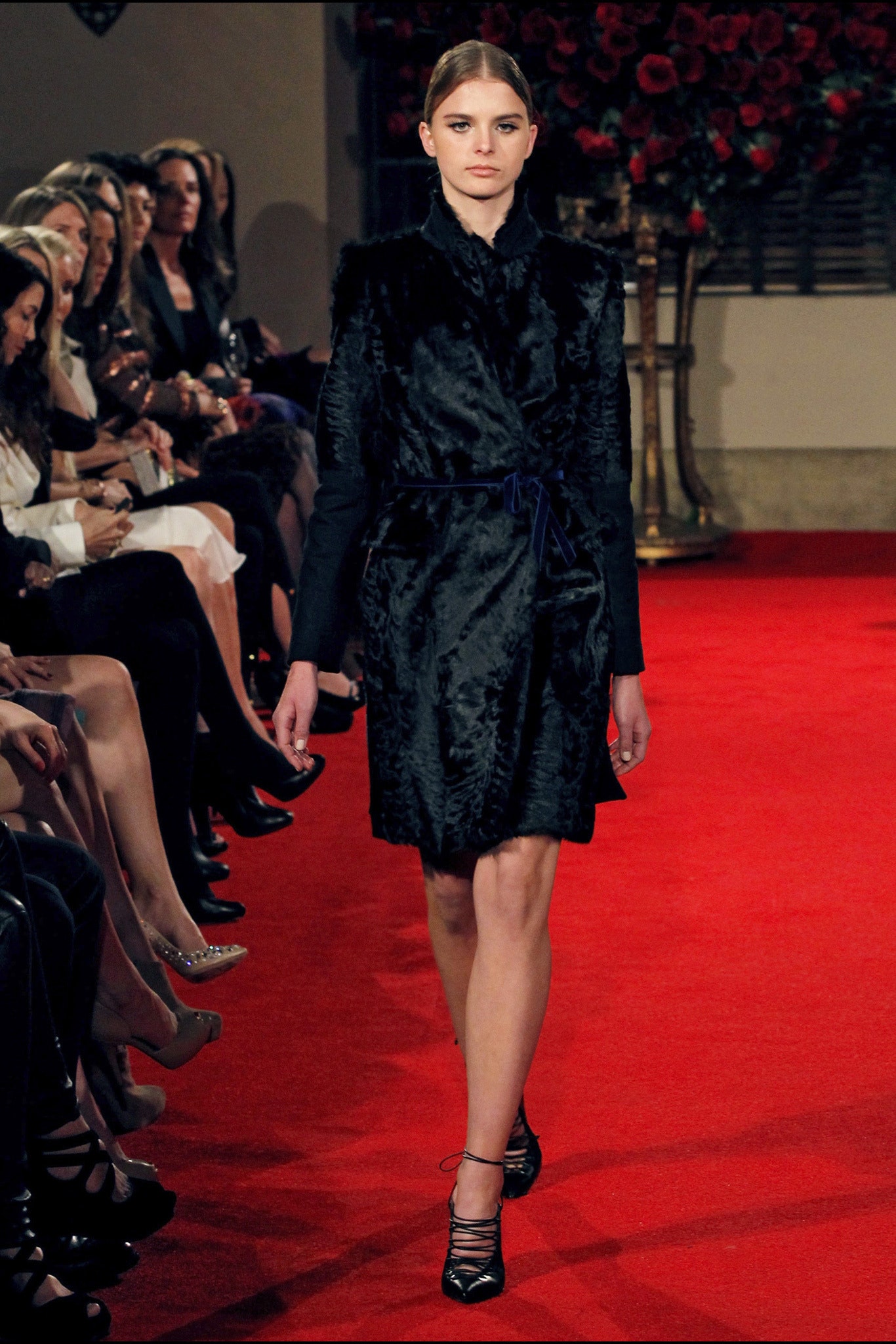 black velvet long-sleeve dress