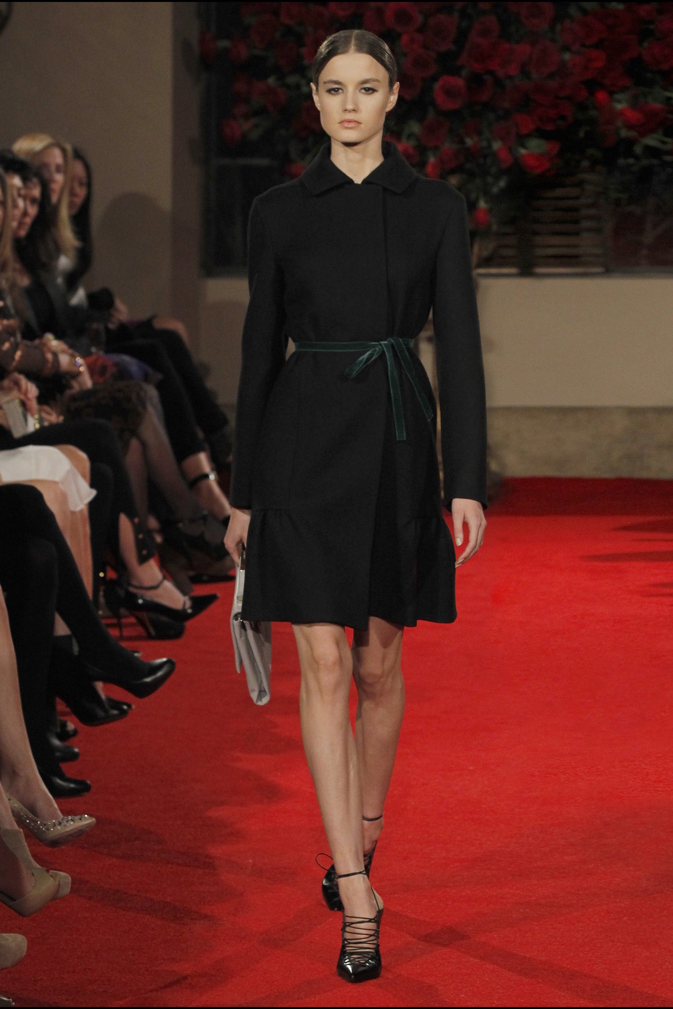 black belted midi dress