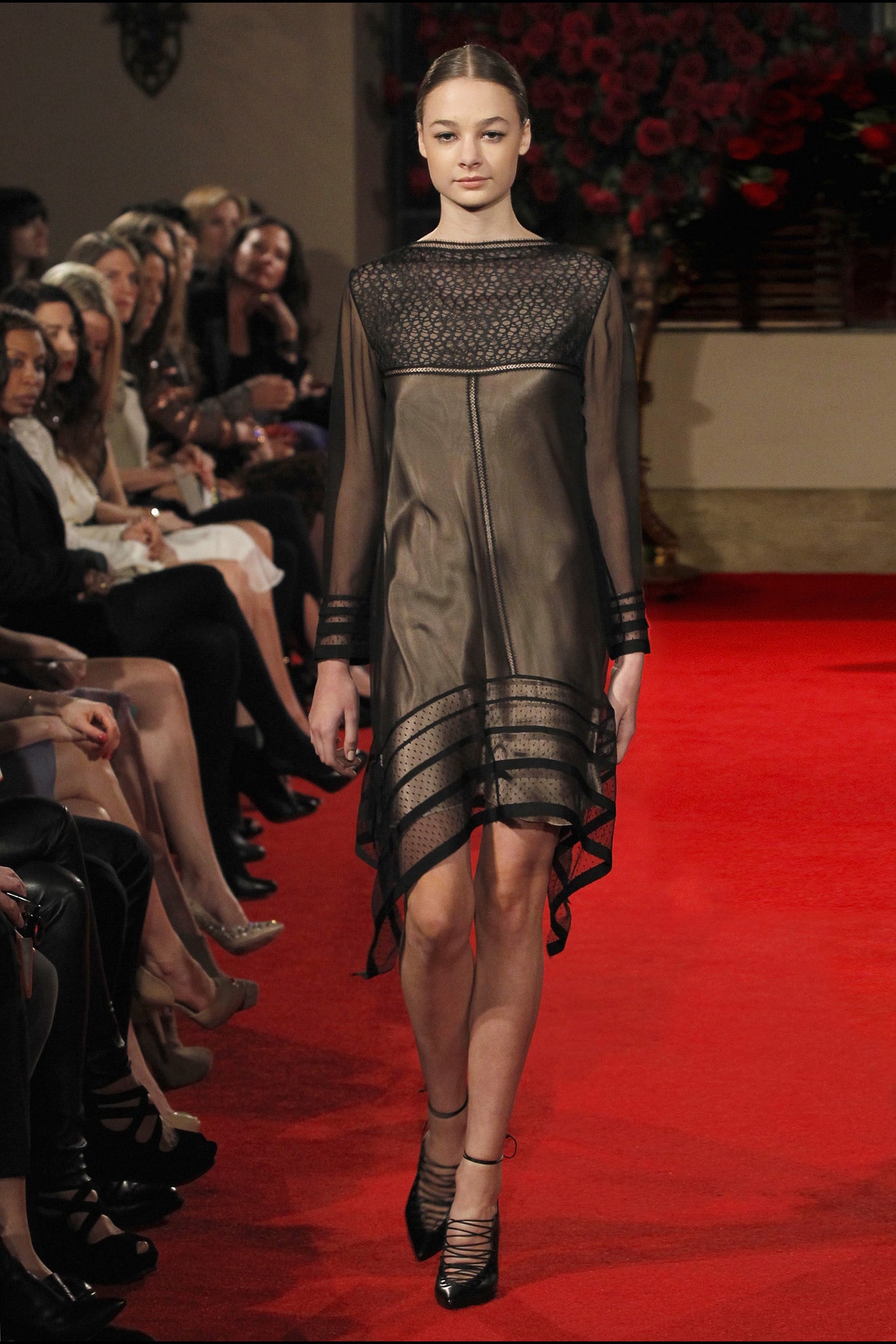 black silk midi dress