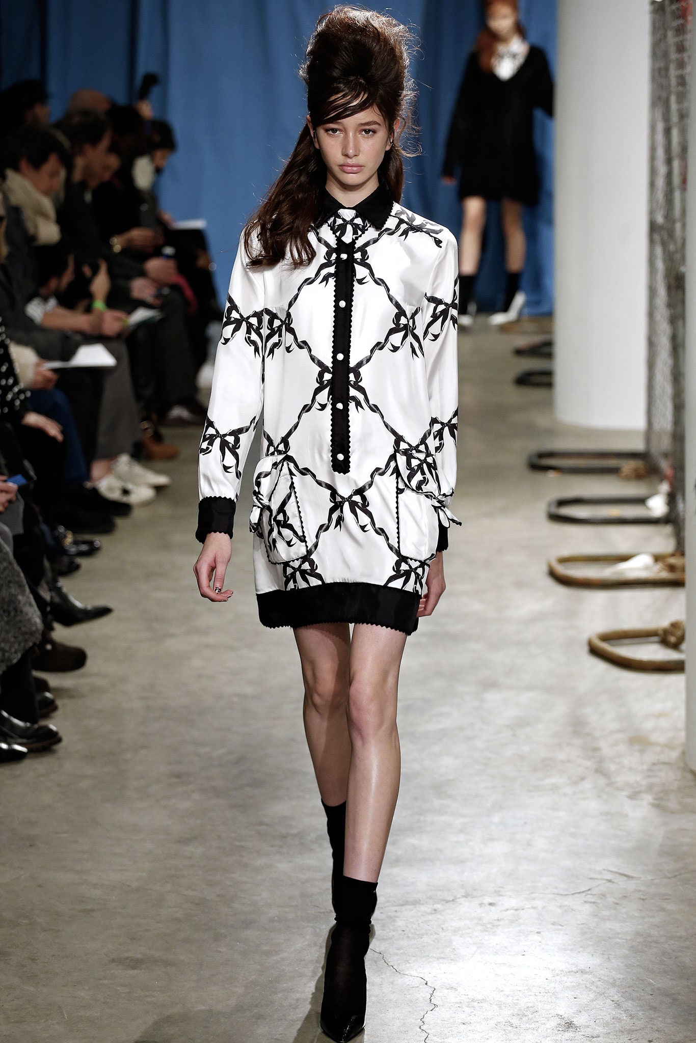 white and black printed dress