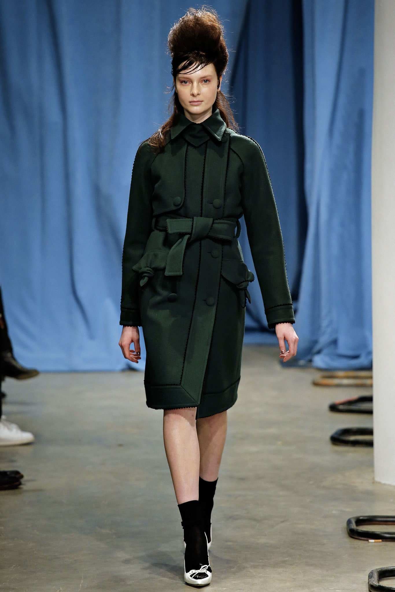 fitted green wool coat