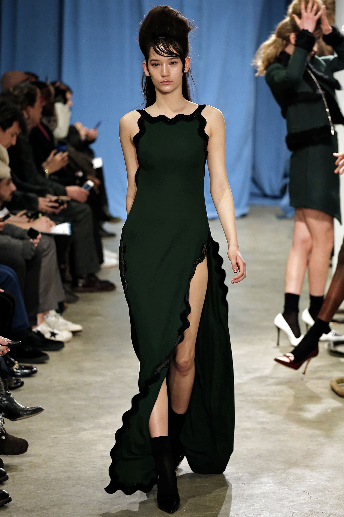 green silk sleeveless dress