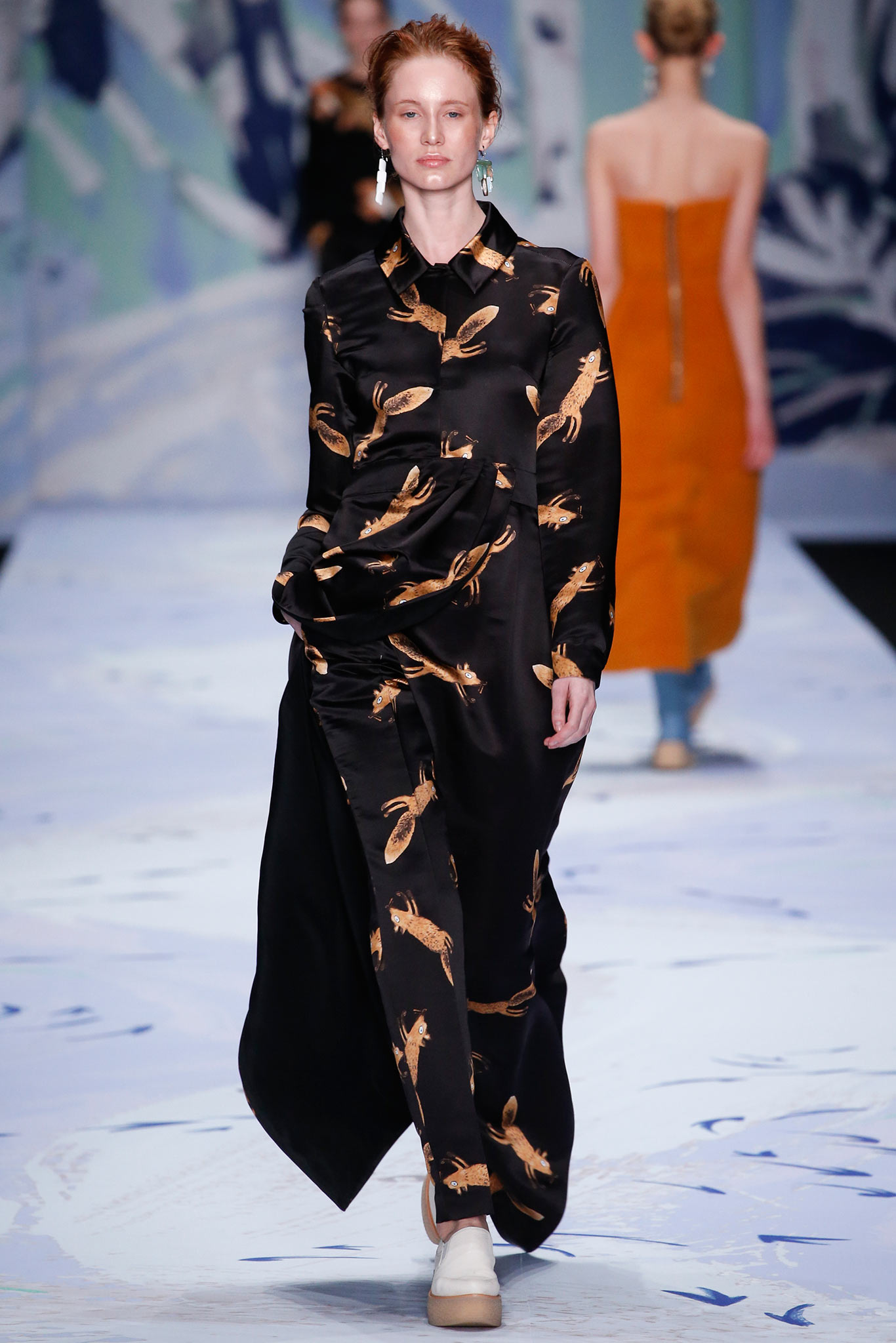 black silk printed dress