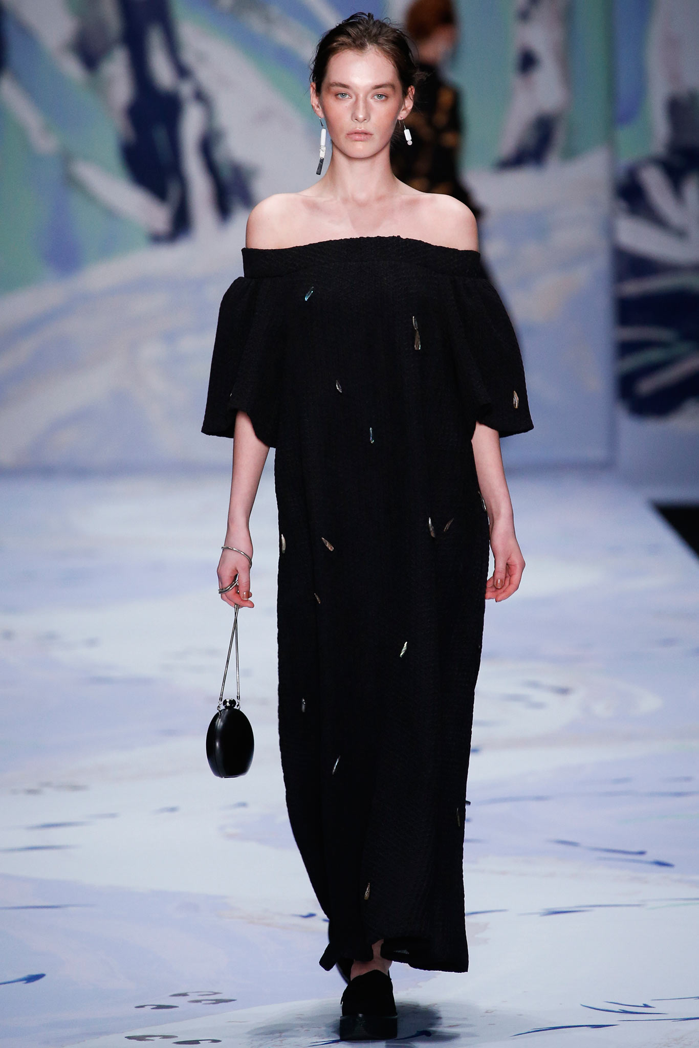 black off-shoulder maxi dress