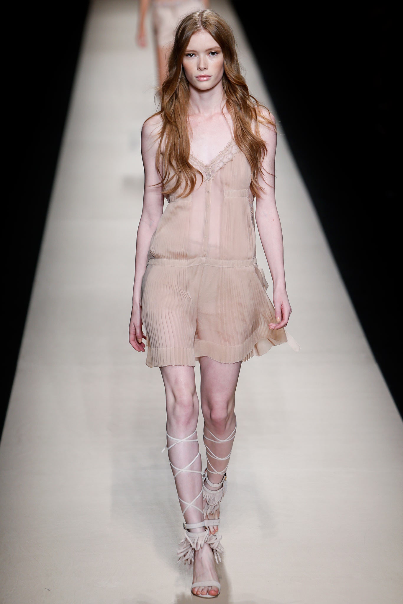 beige silk sleeveless dress