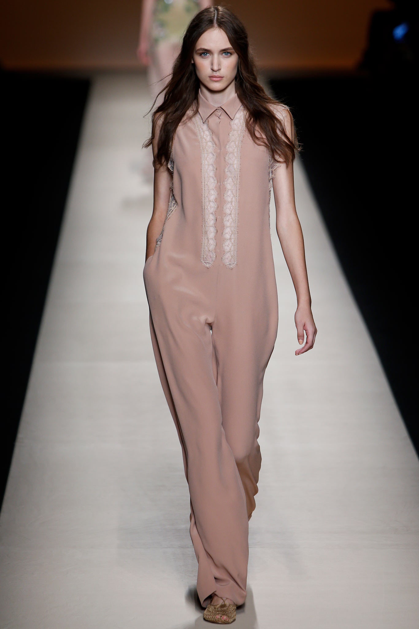 pink silk fitted jumpsuit