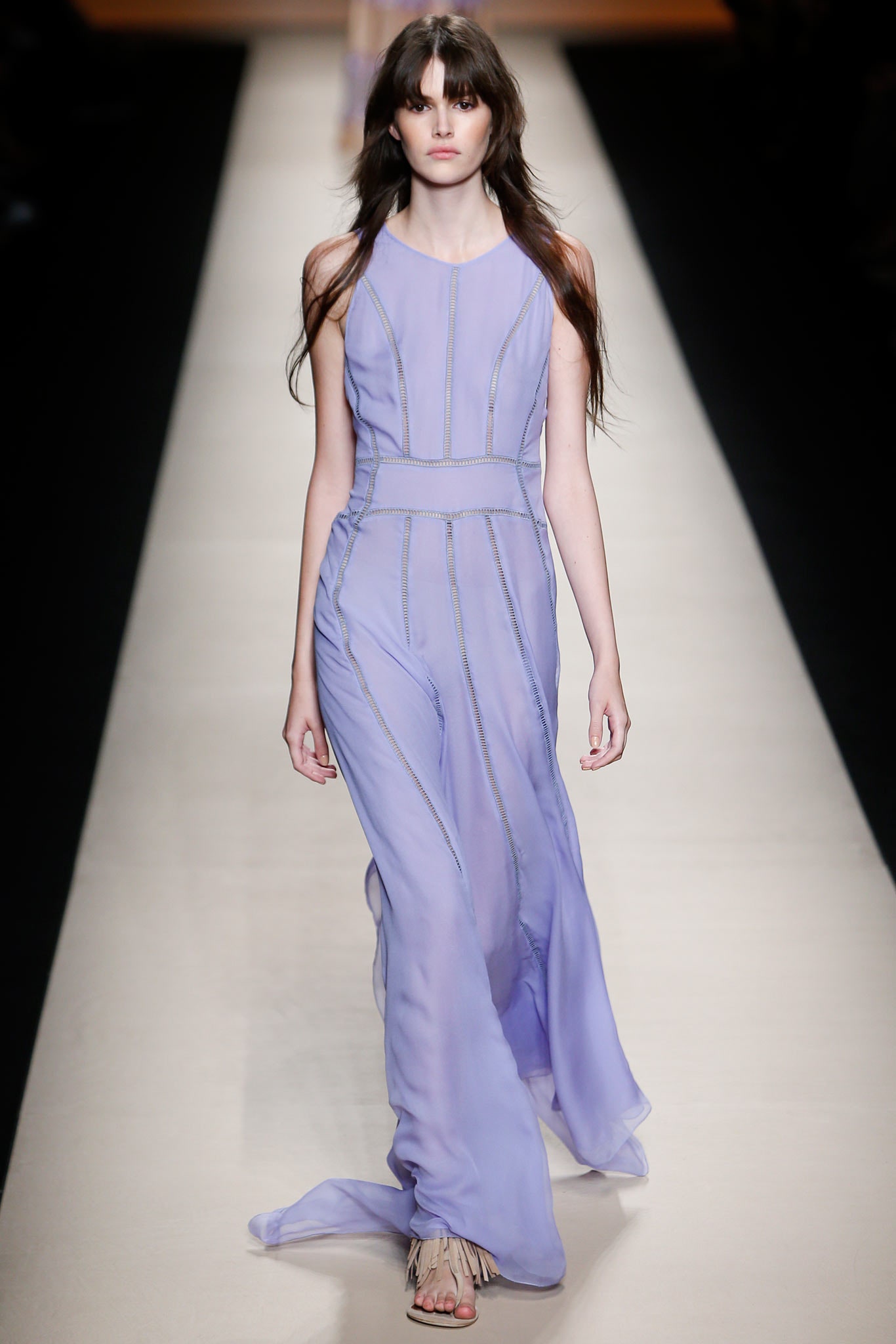 purple silk sleeveless gown