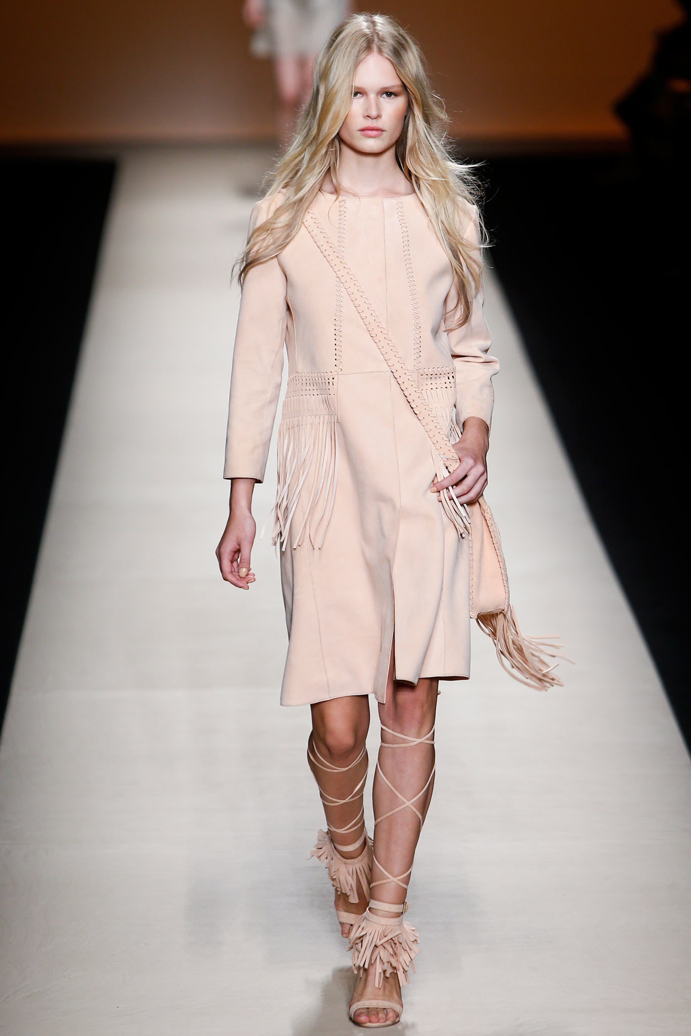 beige suede fringed dress