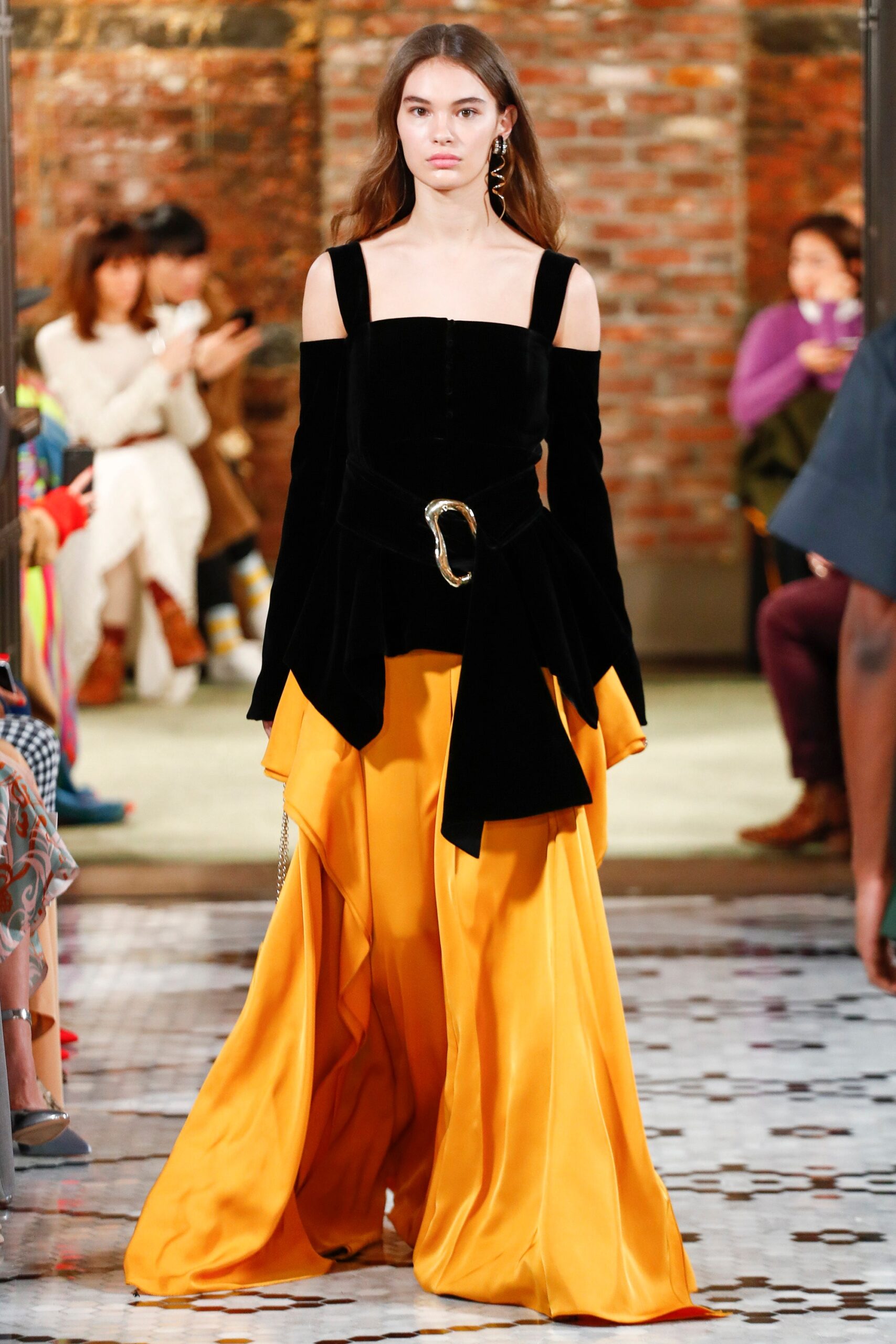 yellow silk asymmetric relaxed tiered flowing maxi skirt