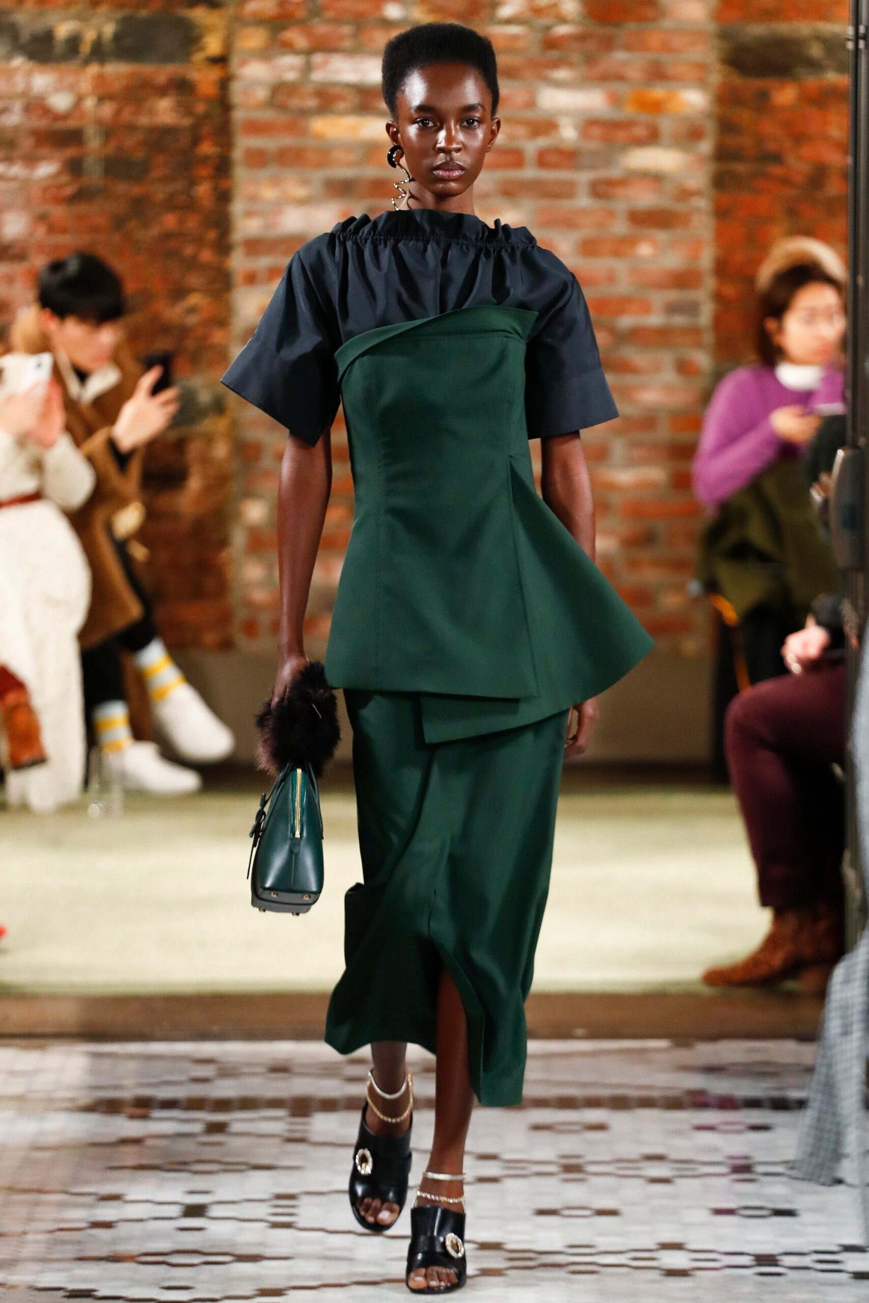 fitted green cotton midi dress