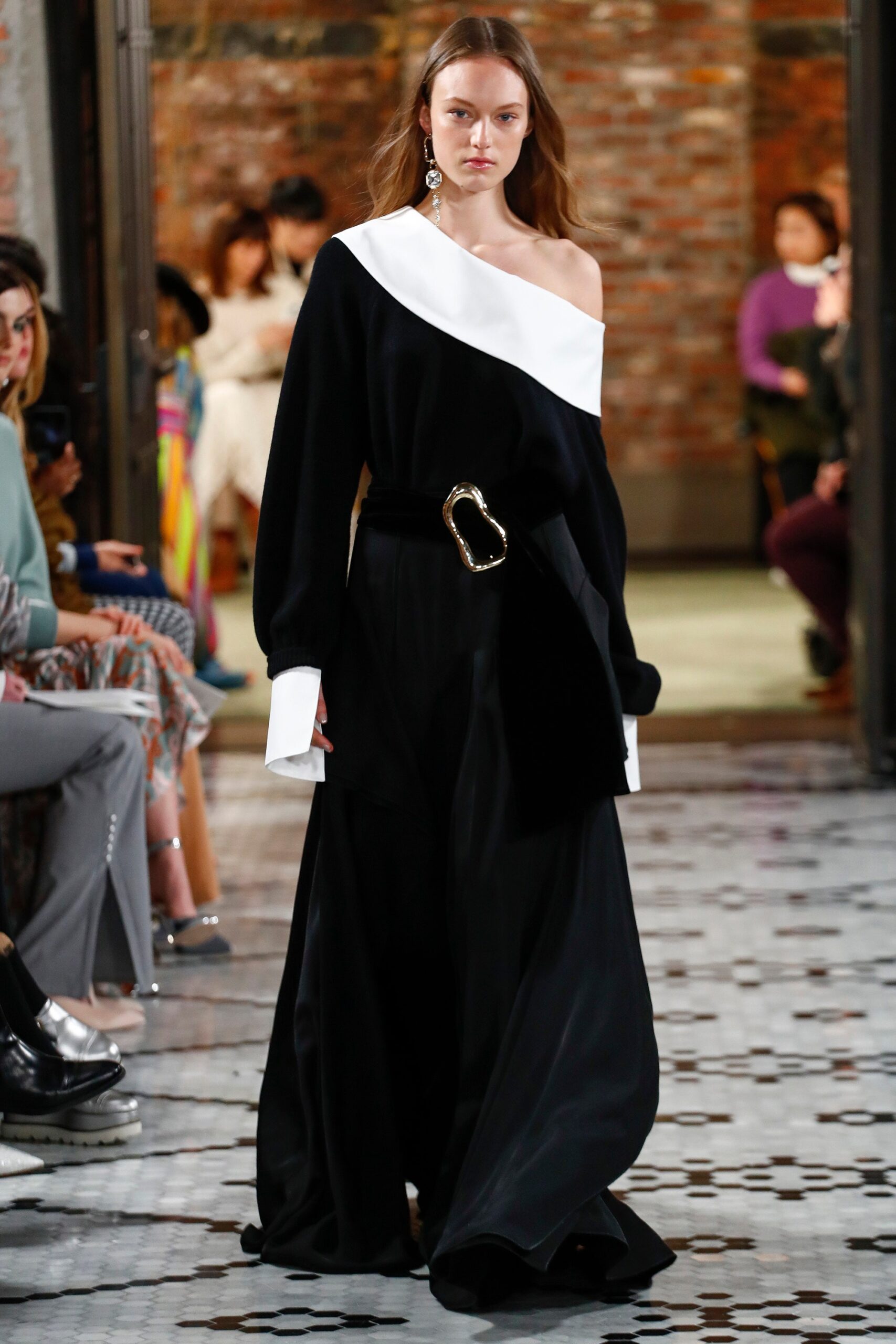 black and white asymmetric dress
