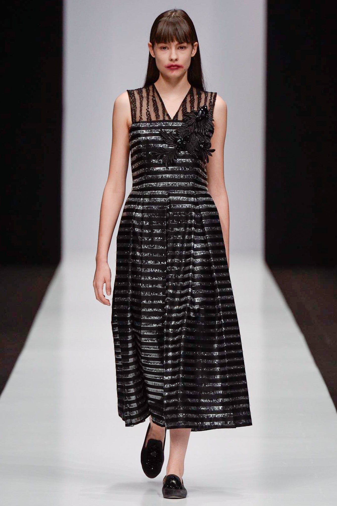 black silk sleeveless dress