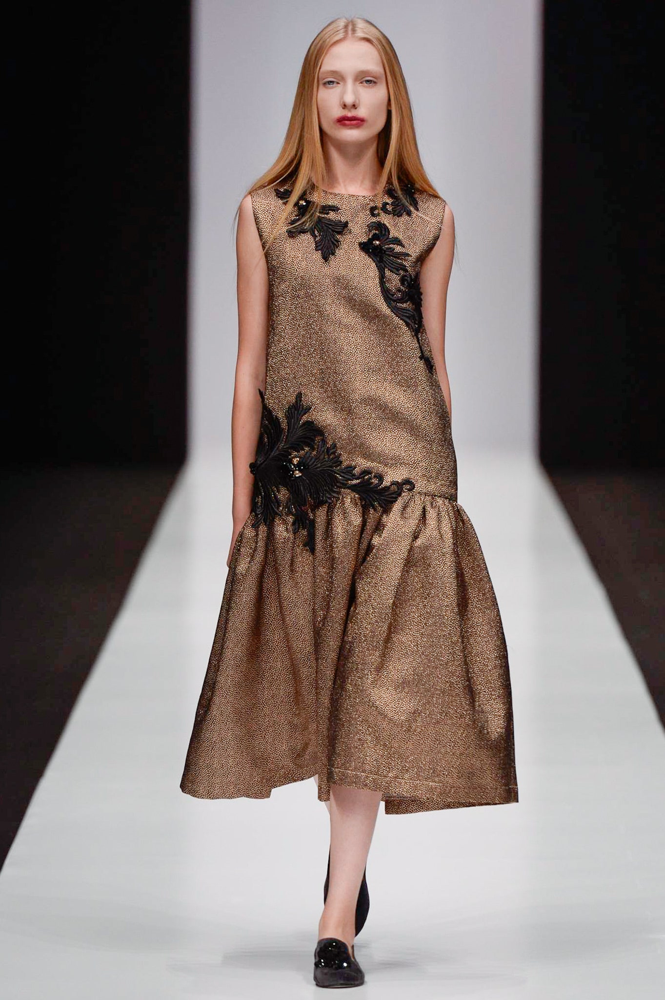 gold silk embroidered midi dress