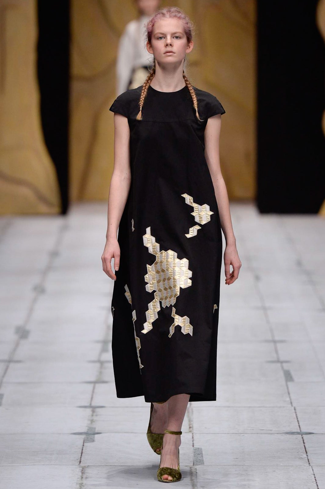 black embroidered midi dress
